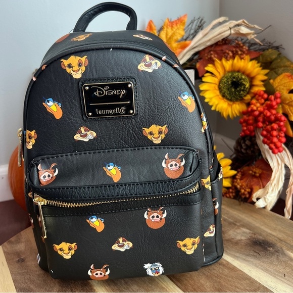 Loungefly Disney Lion King Character Faces AOP Mini Backpack - Picture 1 of 7
